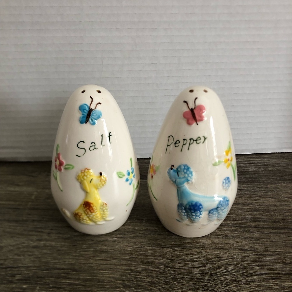 Vtg Poodle Salt and Pepper Shakers